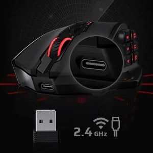 Redragon M913 Impact Elite Wireless/Wired Gaming Mouse – 16 Programmable Buttons, 16000 DPI