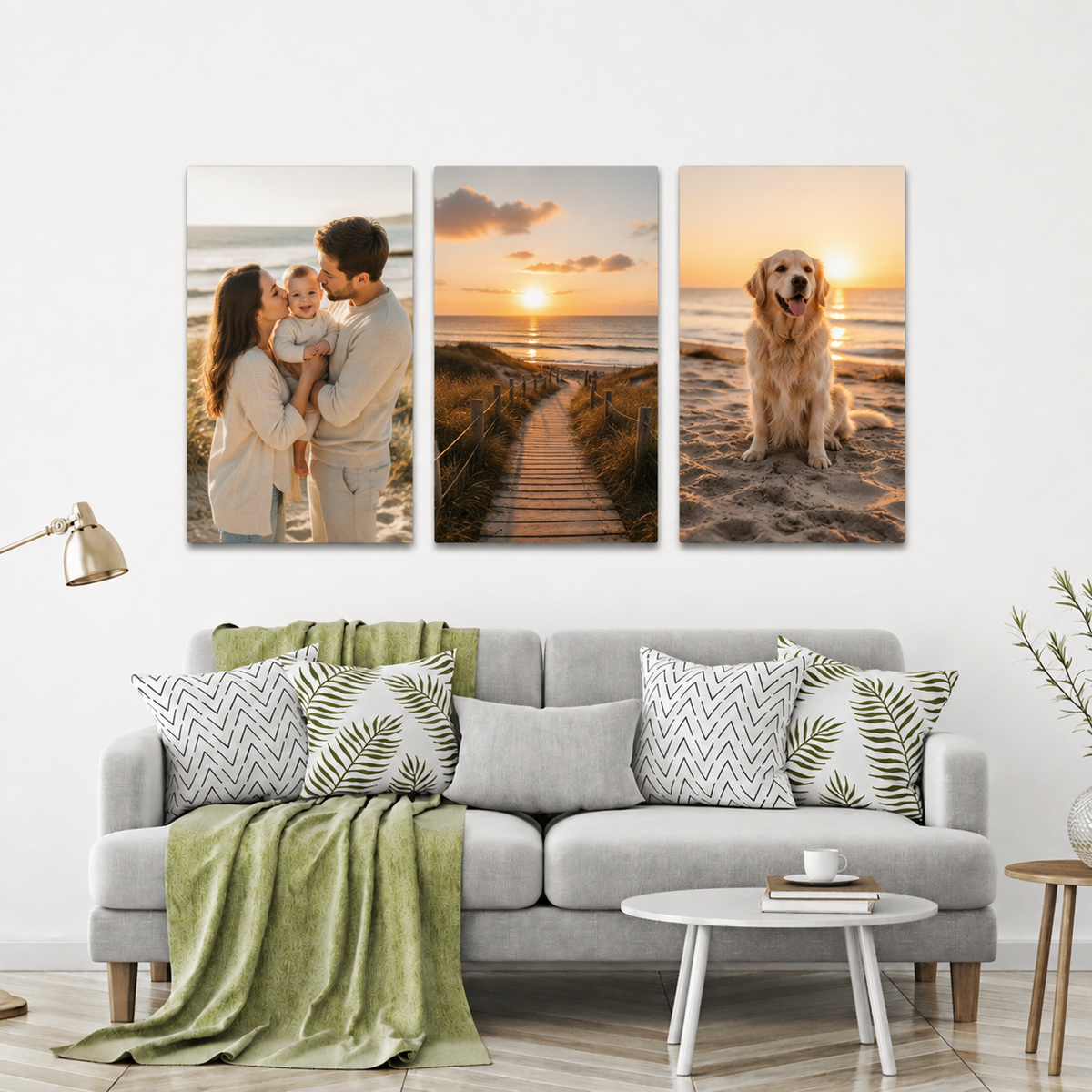 Personalised Aluminium Photo Wall Set – 3 Custom Prints with Magnetic Mounting