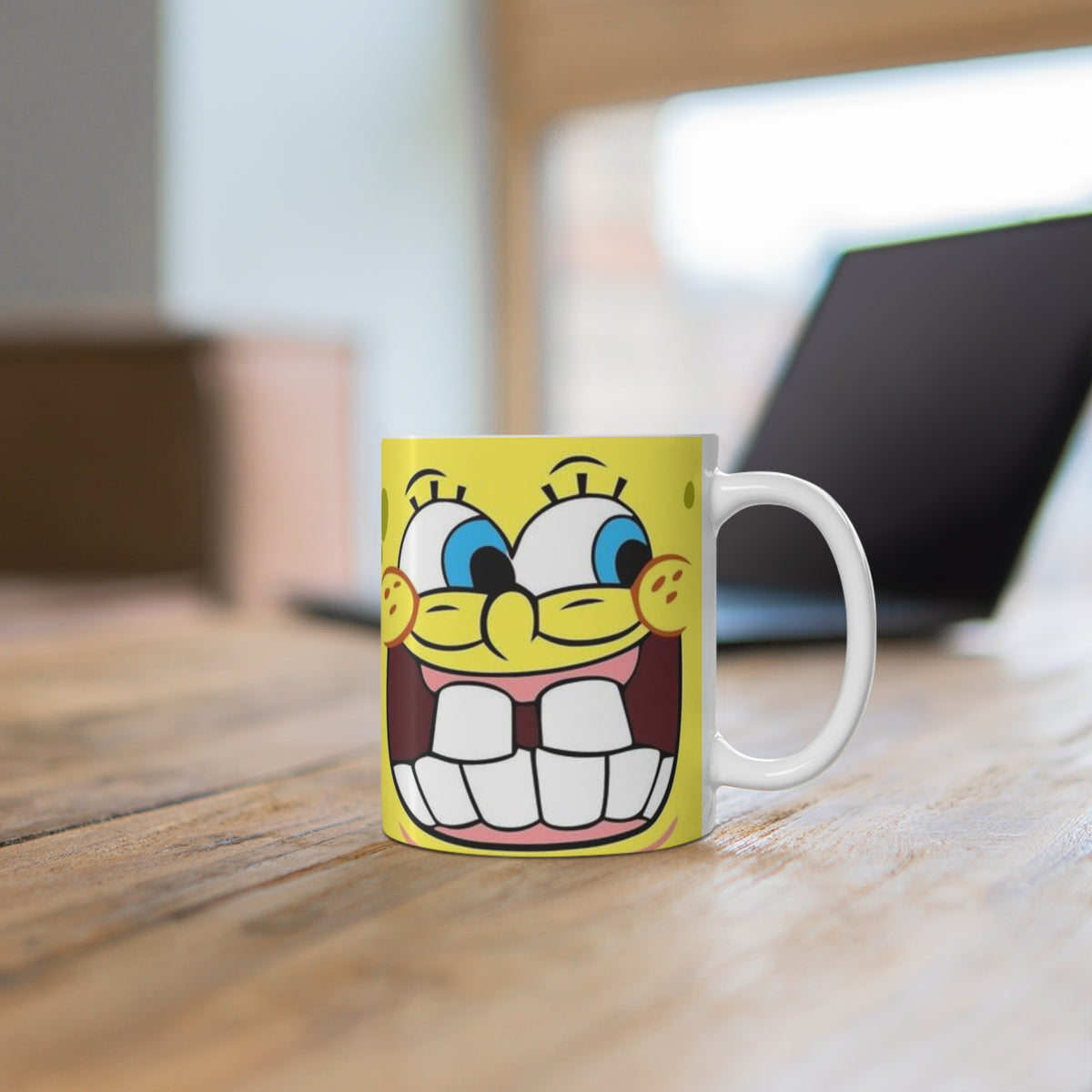 Crazy Sponge Faces 11oz Ceramic Mug – Funny Cartoon Expression Design