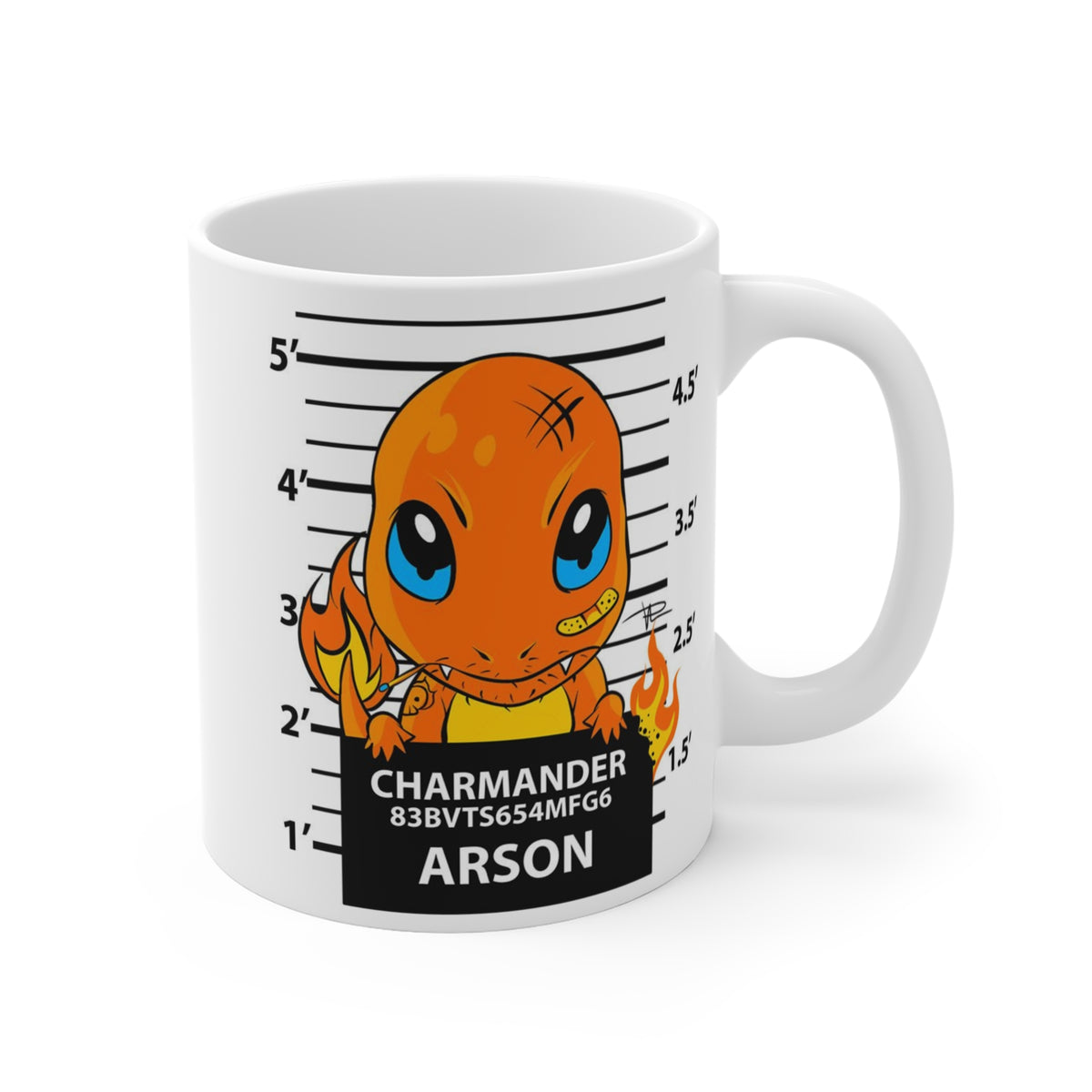 Charmander Mug | Mug with “Mugshot” Arson Design