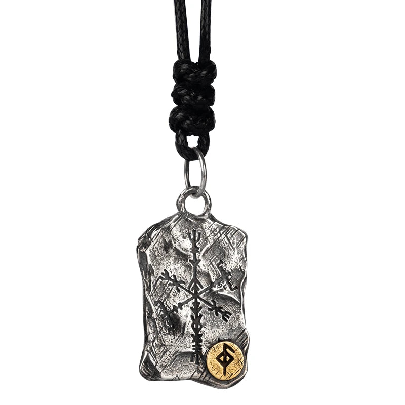 Viking Rune Silver Nordic Compass Silver Pendant Silver Jewelry Necklace