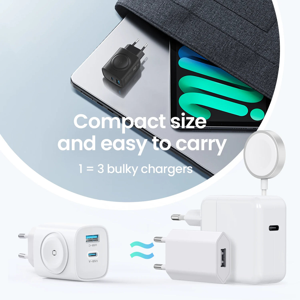3-in-1 Fast Charger for Apple Watch, iPhone & iPad