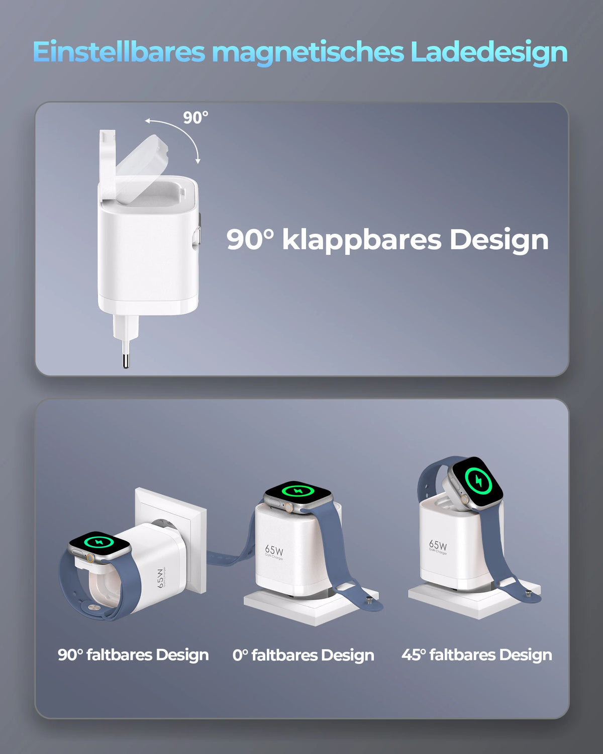65W Retractable GaN Charger – 3-in-1 Wireless Power for Apple Devices
