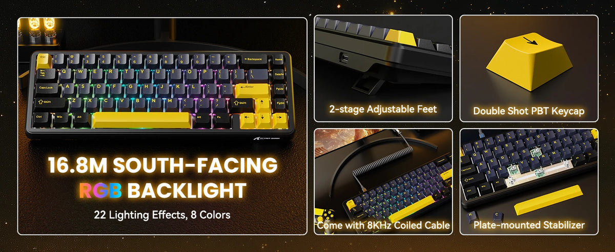 ATTACK SHARK X65 HE Wired 65% Mechanical Gaming Keyboard – Magnetic Hall Effect Switch, Hot-Swap, RGB Backlit