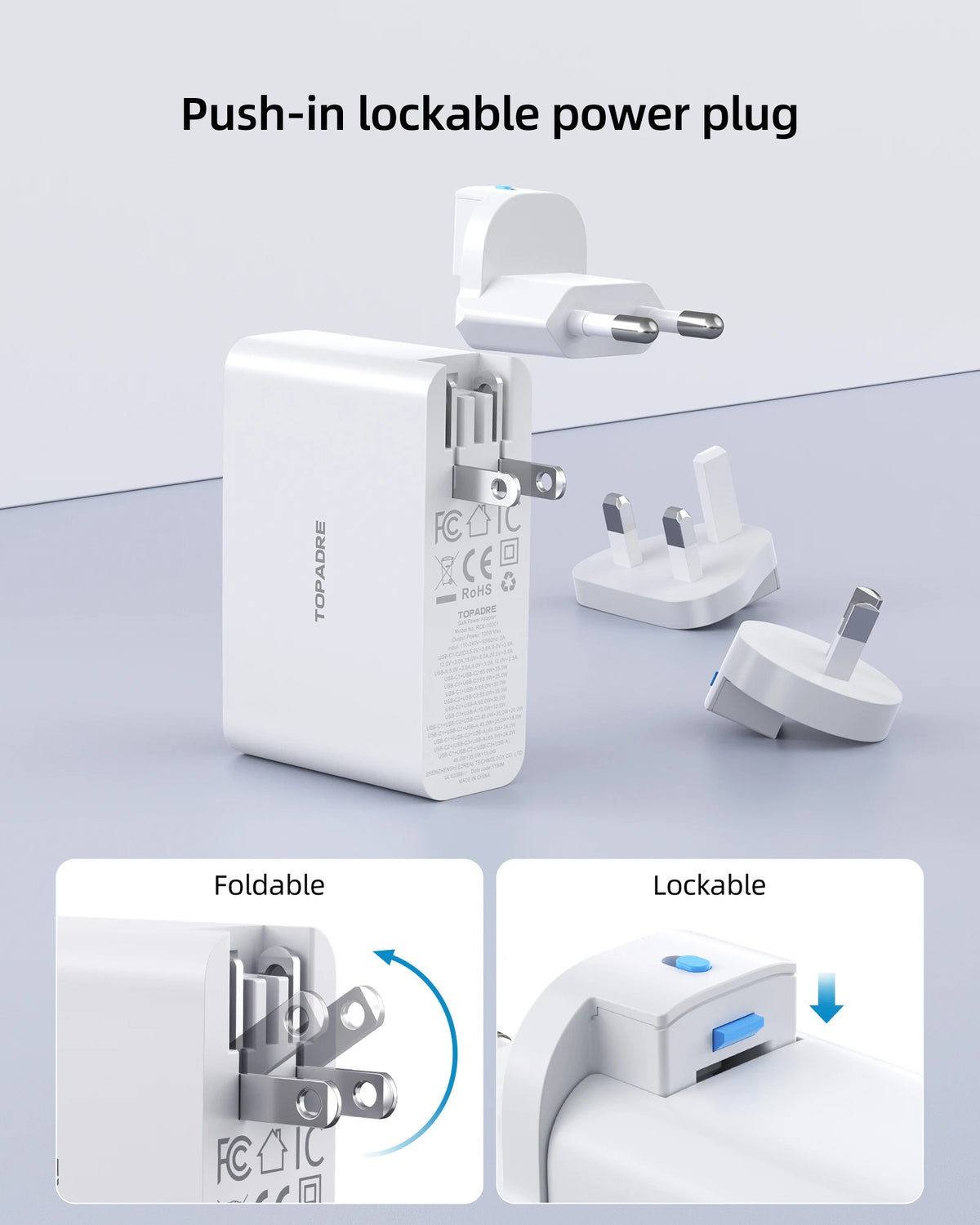 100W GaN Travel Charger – 4-Port Fast Charging Adapter (UK/EU/AU)
