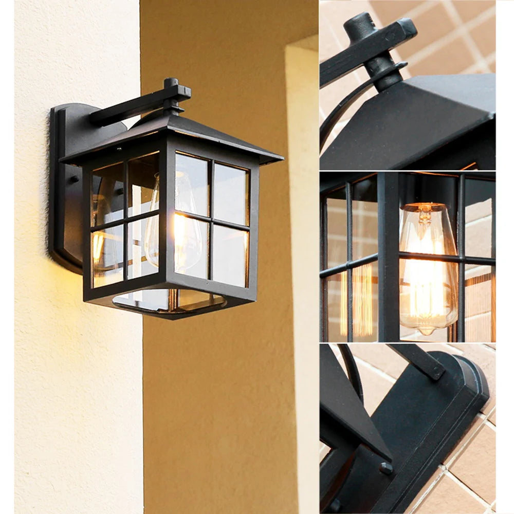 Antique Outdoor Wall Light – Porch & Garden Fixture (E27 Bulb)