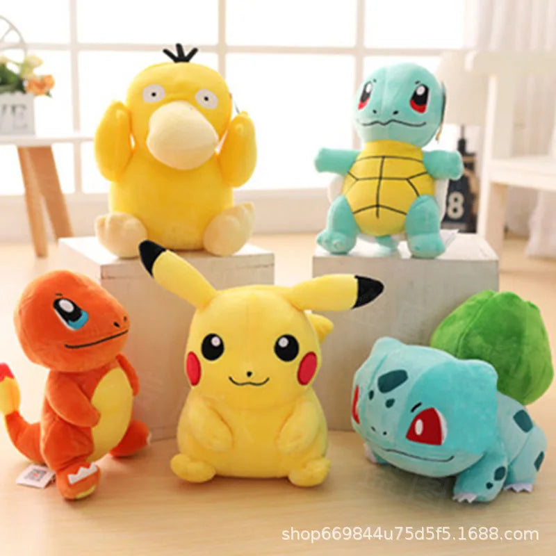 20cm Plush Toys - Kawaii Pikachu, Raichu & Squirtle Soft High-Quality Fabric Anime Gifts for Kids Collectors Fans