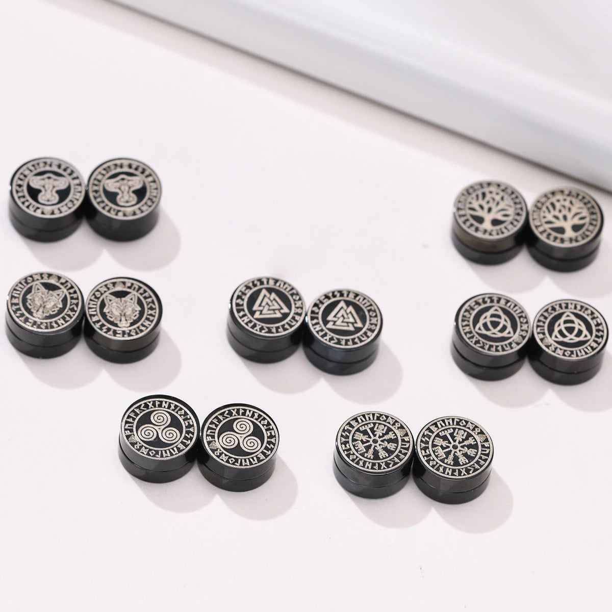 VIKING MAGNETIC EARRINGS ⚔️ No-Pierce Stainless Steel - Gothic Punk Jewelry for Men
