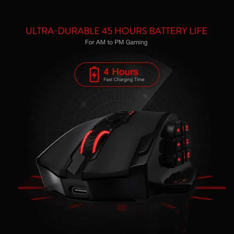 Redragon M913 Impact Elite Wireless/Wired Gaming Mouse – 16 Programmable Buttons, 16000 DPI