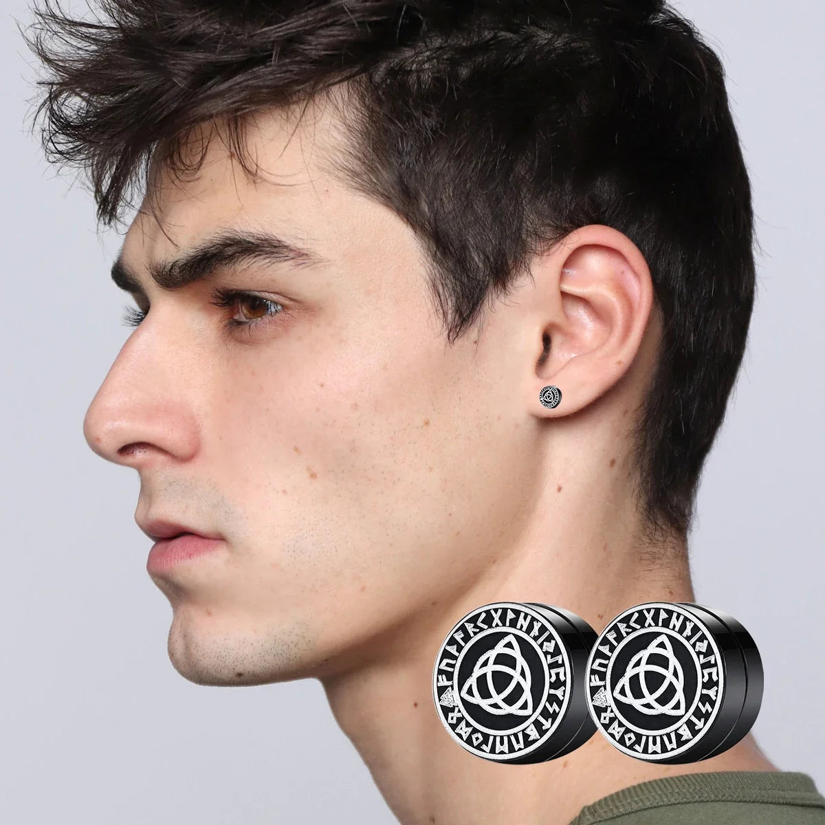 VIKING MAGNETIC EARRINGS ⚔️ No-Pierce Stainless Steel - Gothic Punk Jewelry for Men