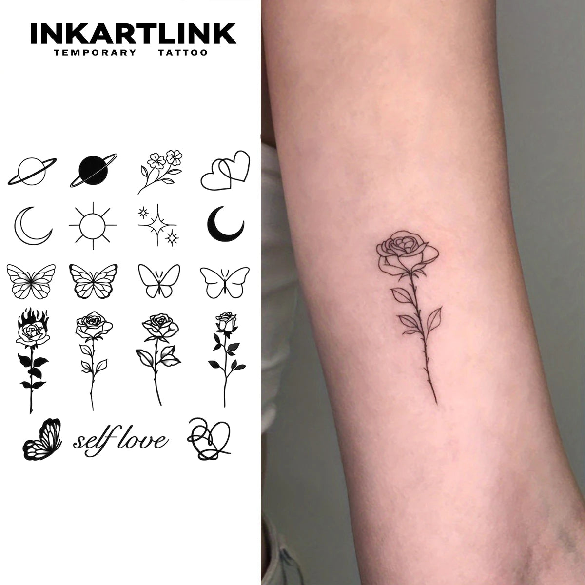 Simple Line Pattern Temporary Tattoo ✨🖤