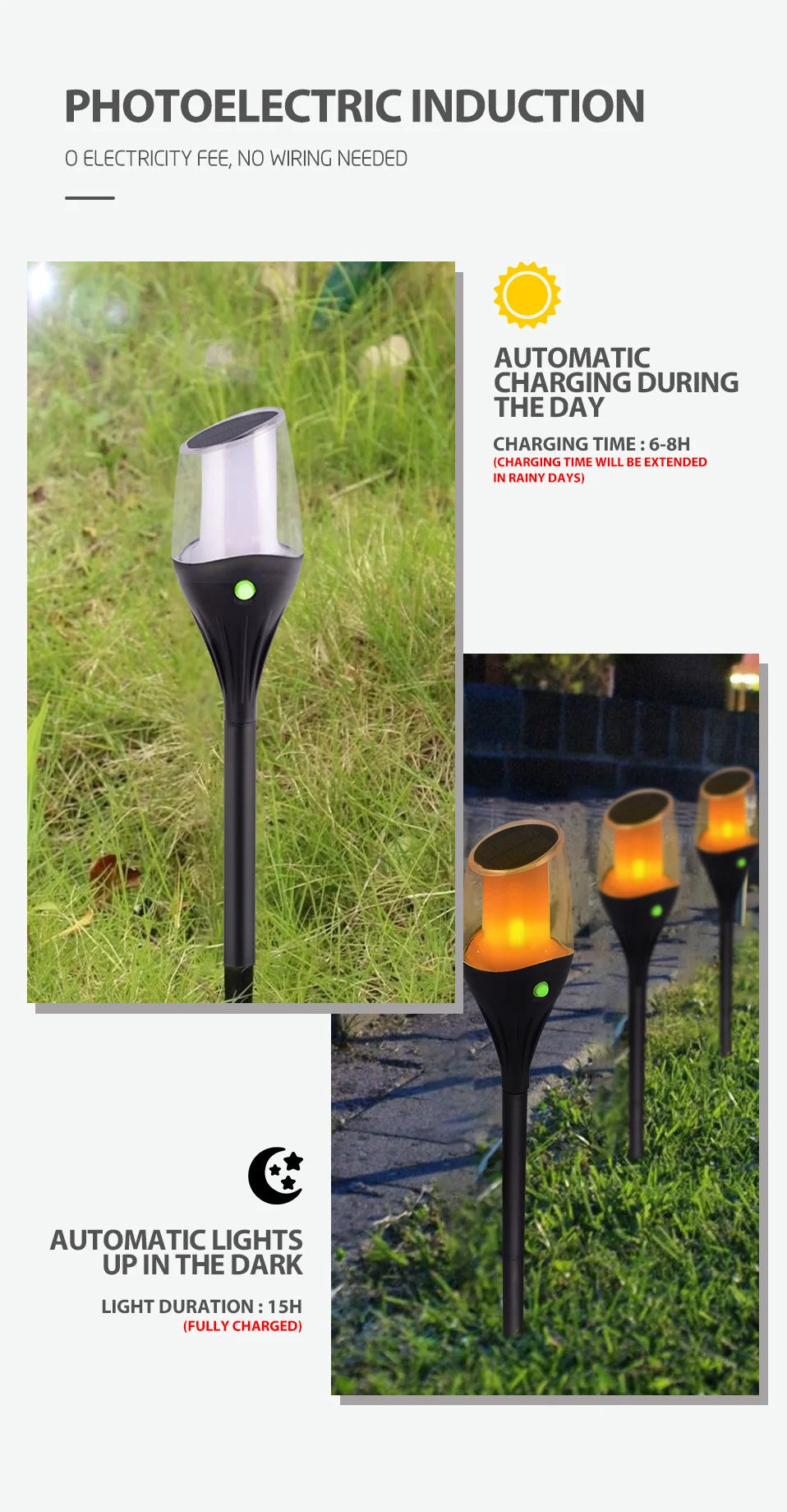 Luxury Solar Garden Lamp LED Waterproof Outdoor Path Light
