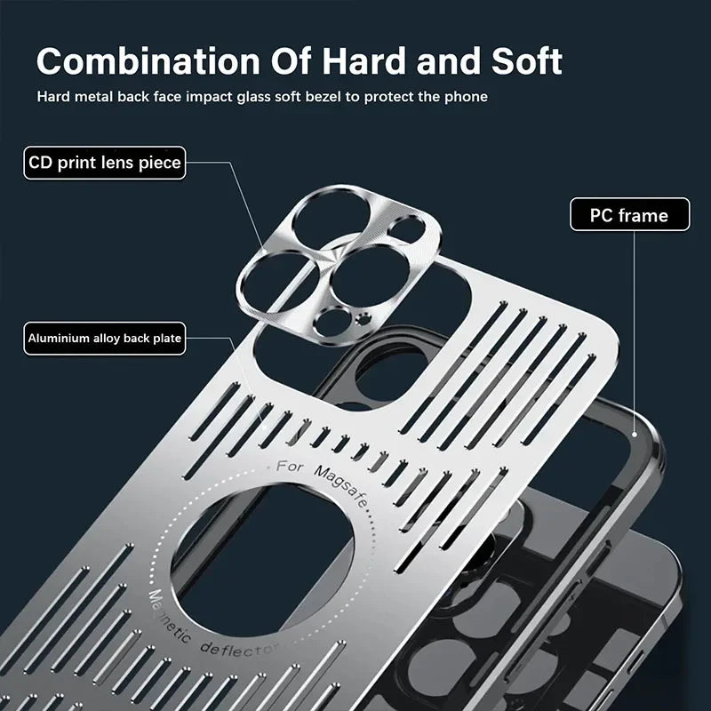 Aluminum Cooling Phone Case for iPhone 16/15/14/13/12 Pro Max