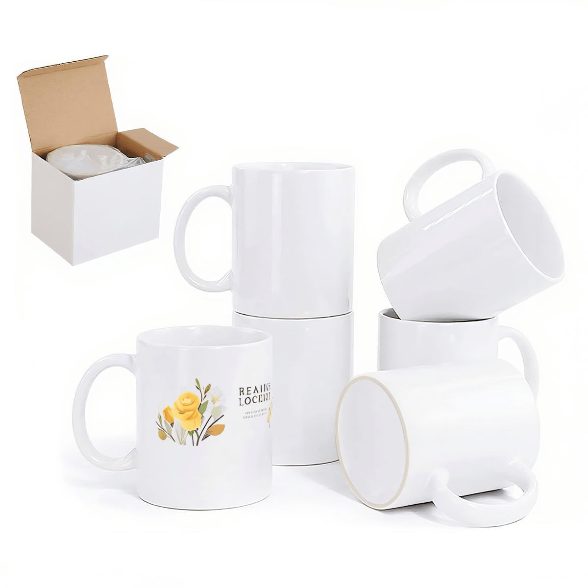 72x Sublimation Mugs 11oz – AAA Grade Blank White Ceramic Cups with Large Handle & Smash Proof Boxes