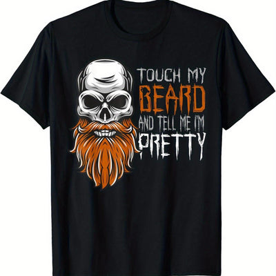 Touch My Beard & Tell Me I'm Pretty” – Heavyweight Oversized Graphic T-Shirt