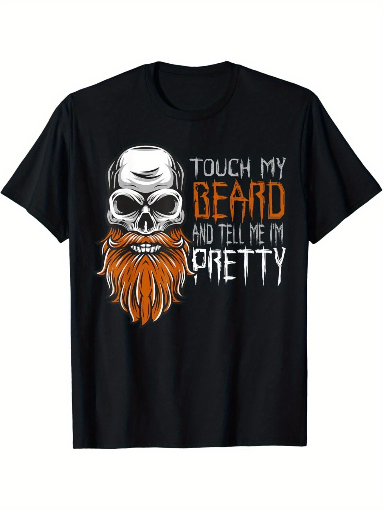 Touch My Beard & Tell Me I'm Pretty” – Heavyweight Oversized Graphic T-Shirt