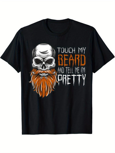 Touch My Beard & Tell Me I'm Pretty” – Heavyweight Oversized Graphic T-Shirt