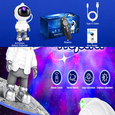 RGB Astronaut Starry Sky Light – Night Lamp for Bedroom or Gift 🌌