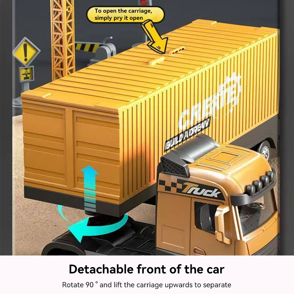Diecast Engineering Truck Set with 6 Mini Cars – Excavator, Crane, Bulldozer