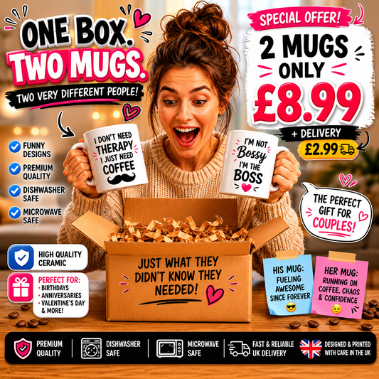Funny Couple Mug Set – Boss Lady &amp; Coffee Lover | 2 Matching Mugs