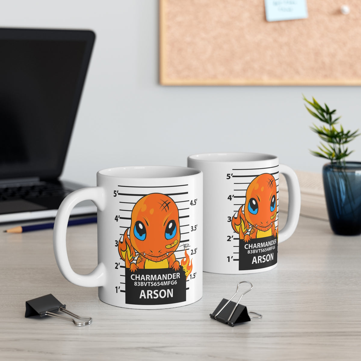 Charmander Mug | Mug with “Mugshot” Arson Design