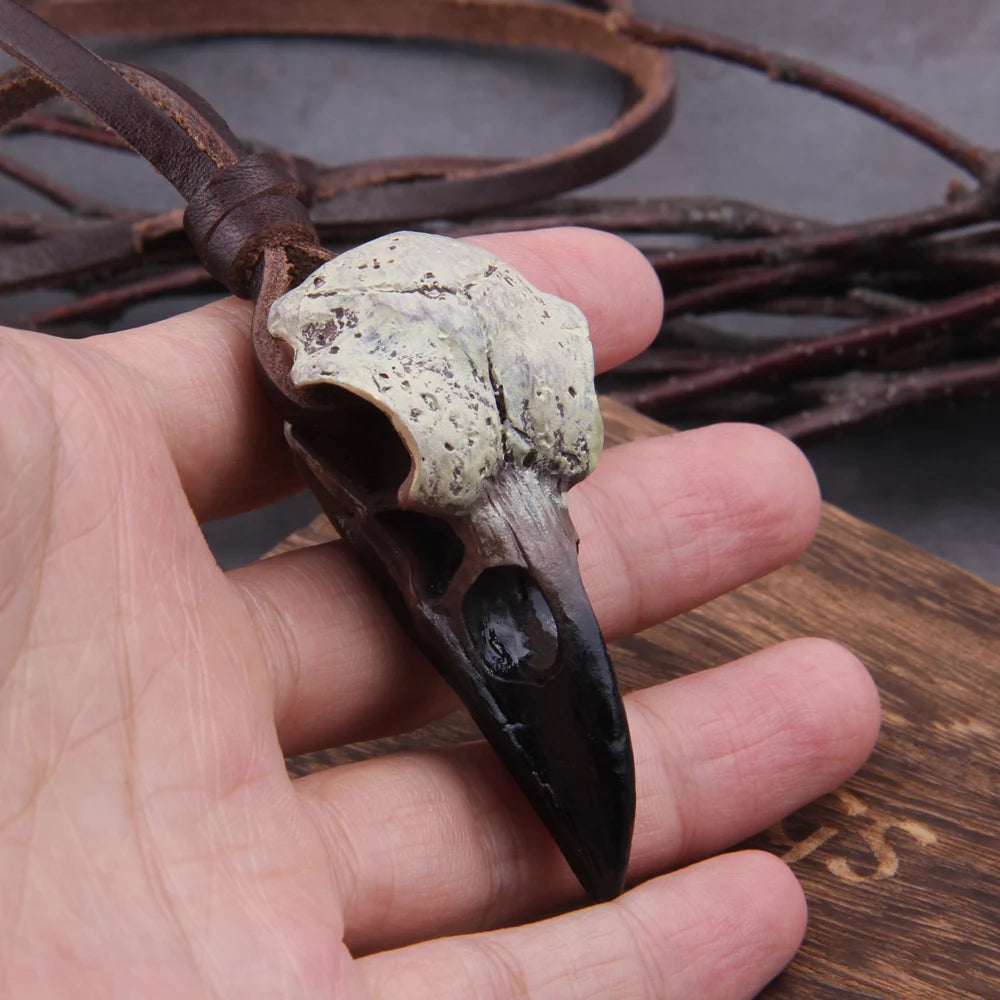 Gothic Raven Skull Necklace