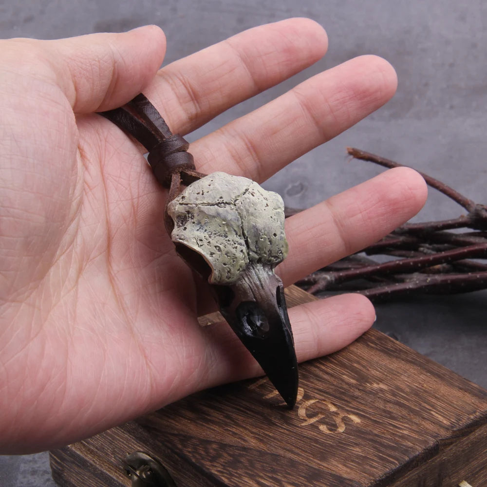 Gothic Raven Skull Necklace