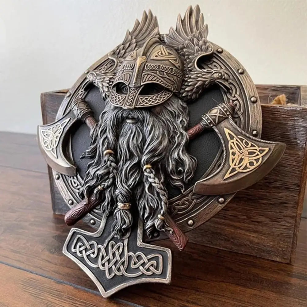 Viking Berserker Double Axe Wall Sculpture