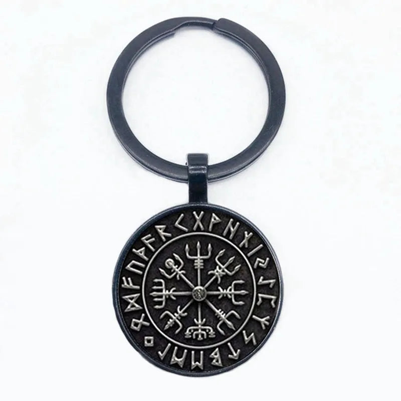 Vegvisir Viking Compass Glass Pendant Keychain
