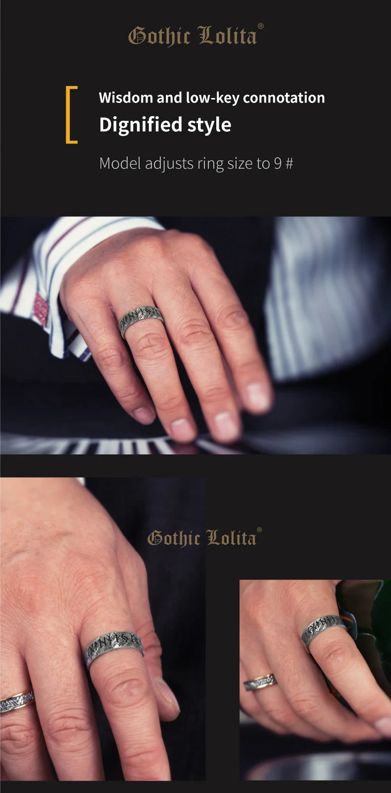 Nordic mythology Viking Runes Word S925  sterling Silver rings  for man and women Index Ring fashion jewelry