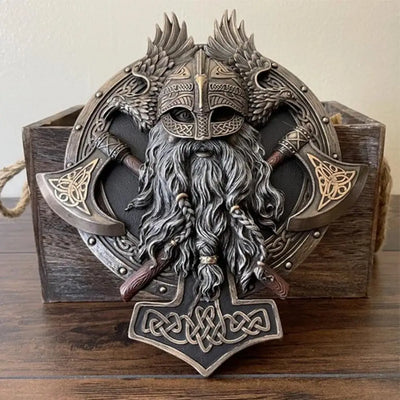 Viking Berserker Double Axe Wall Sculpture