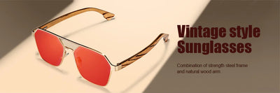 Polarized Wood & Mirrored - Unisex Retro Shades for Women & Men