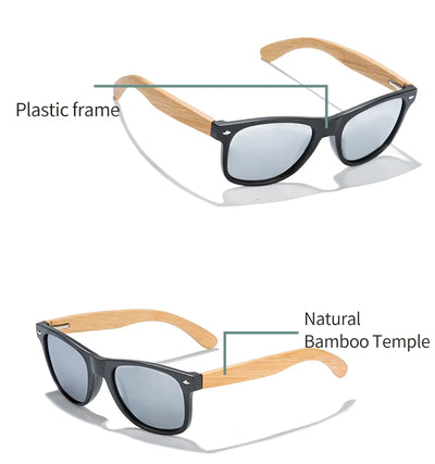 Polarized Wood & Mirrored - Unisex Retro Shades for Women & Men