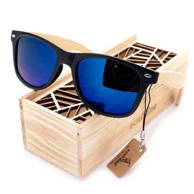 Polarized Wood & Mirrored - Unisex Retro Shades for Women & Men