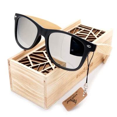 Polarized Wood & Mirrored - Unisex Retro Shades for Women & Men