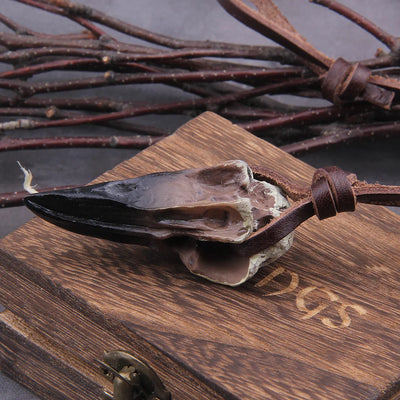 Gothic Raven Skull Necklace