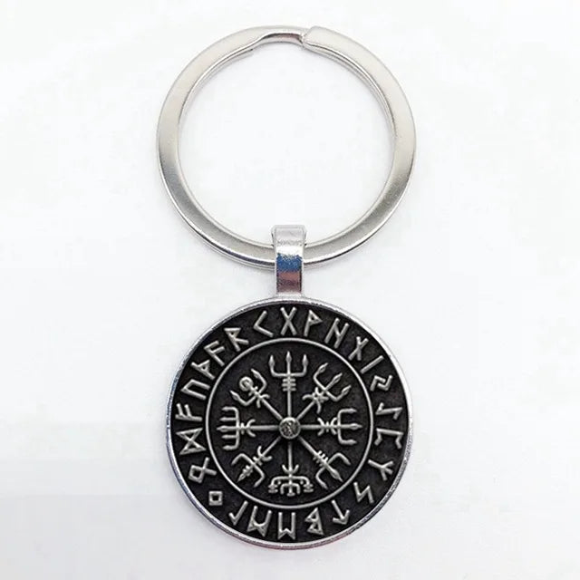 Vegvisir Viking Compass Glass Pendant Keychain