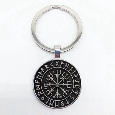 Vegvisir Viking Compass Glass Pendant Keychain