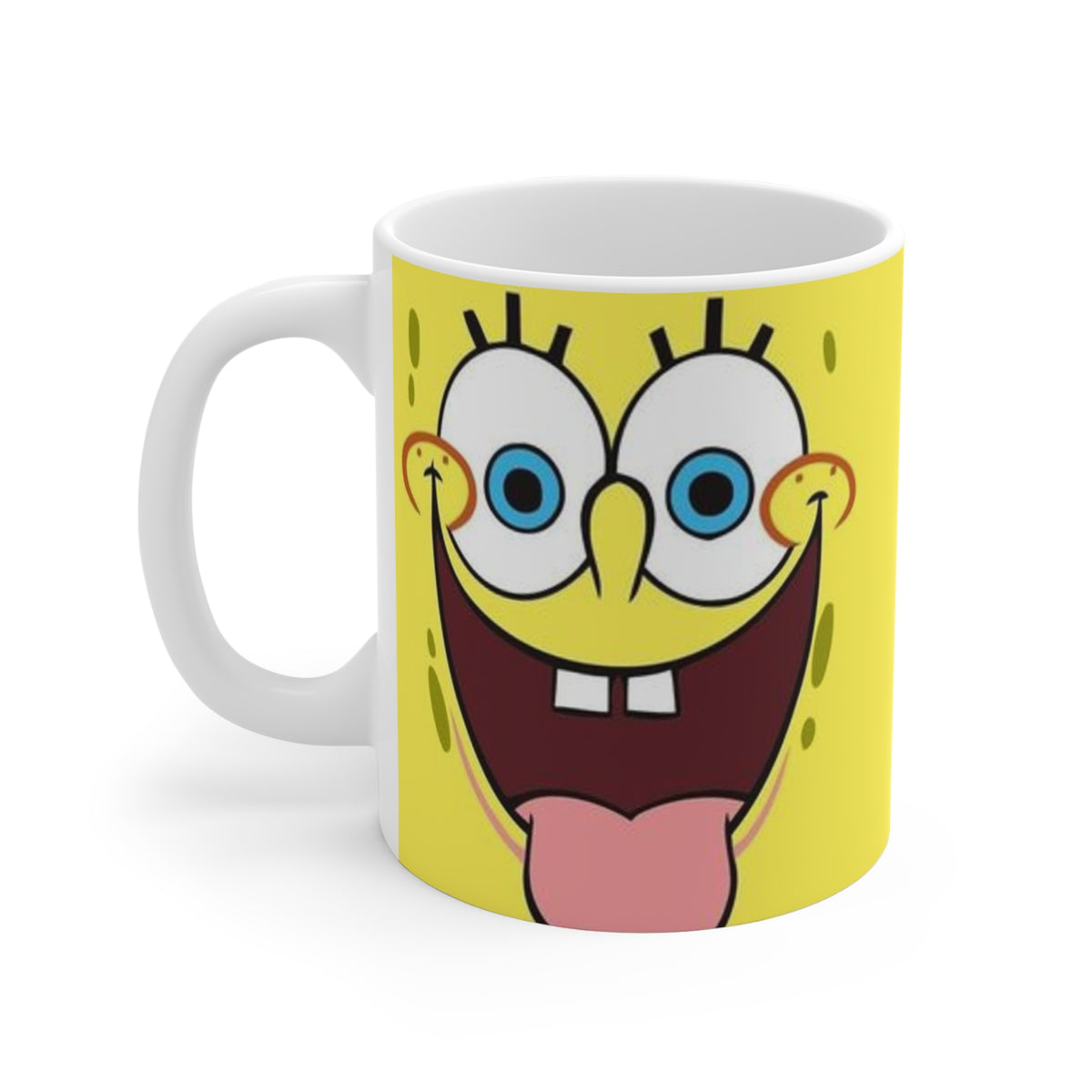 Crazy Sponge Faces 11oz Ceramic Mug – Funny Cartoon Expression Design