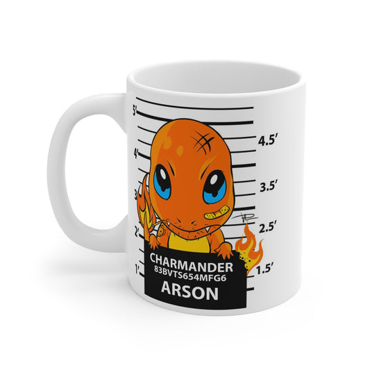 Charmander Mug | Mug with “Mugshot” Arson Design