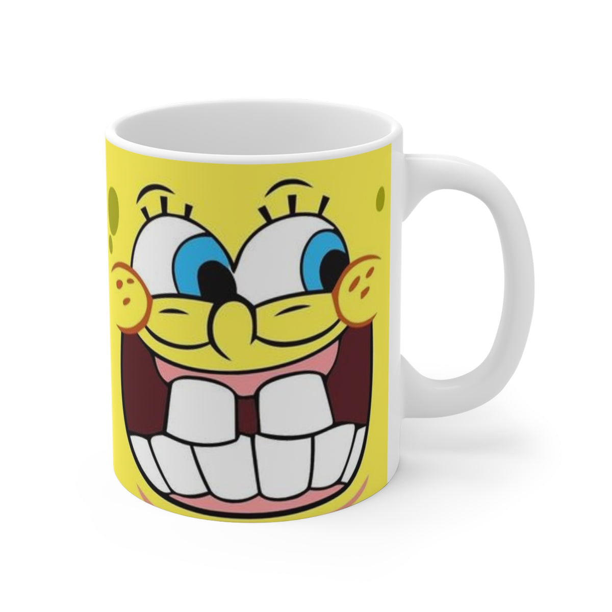 Crazy Sponge Faces 11oz Ceramic Mug – Funny Cartoon Expression Design