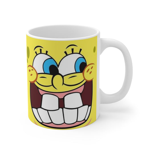 Crazy Sponge Faces 11oz Ceramic Mug – Funny Cartoon Expression Design