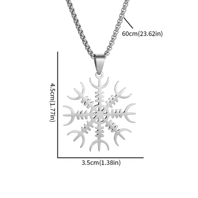 Norse Mythology Viking Rune Snowflake Pendant Necklace