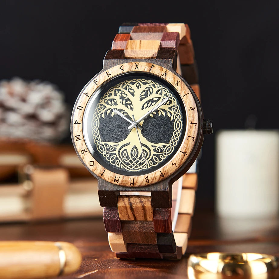 VIKING Men's Casual Wooden Watch