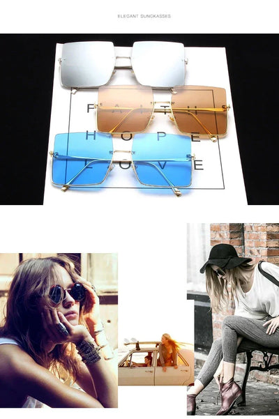 LUXE Oversized Square Sunglasses 😎 Designer Retro Frames
