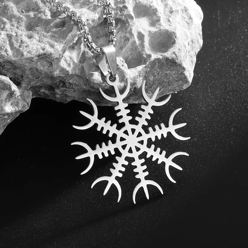 Norse Mythology Viking Rune Snowflake Pendant Necklace
