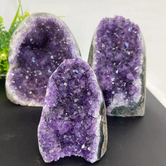Natural Amethyst Geode Crystal Cluster – Raw Quartz for Home & Reiki