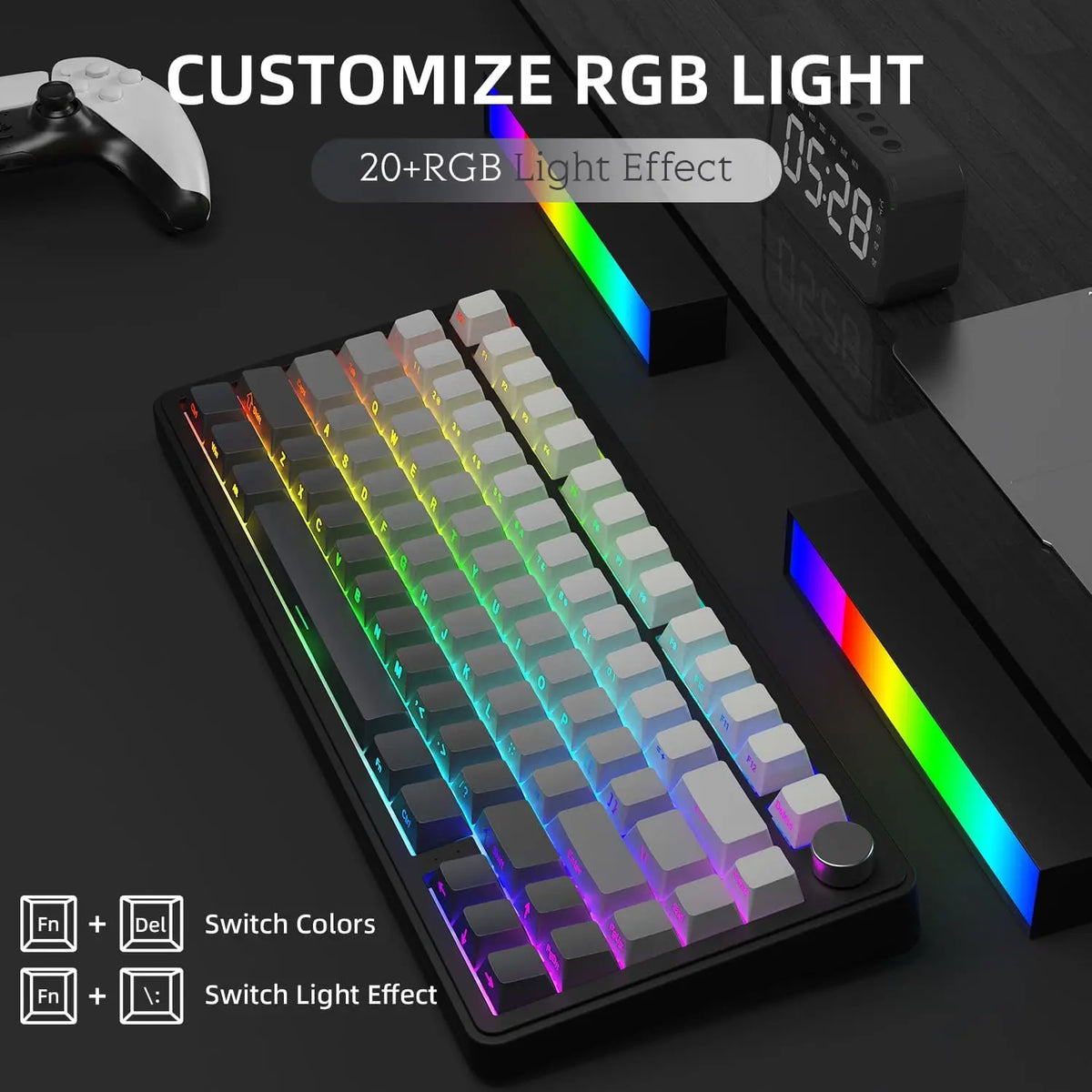 ATTACK SHARK X85 Wireless Mechanical Gaming Keyboard – TKL 82 Keys, Gasket Structure, RGB Hot-Swappable, Knob, Customizable