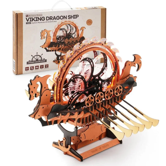 Robotime Viking Dragon Ship – 3D Wooden Puzzle for Adults ⚙️