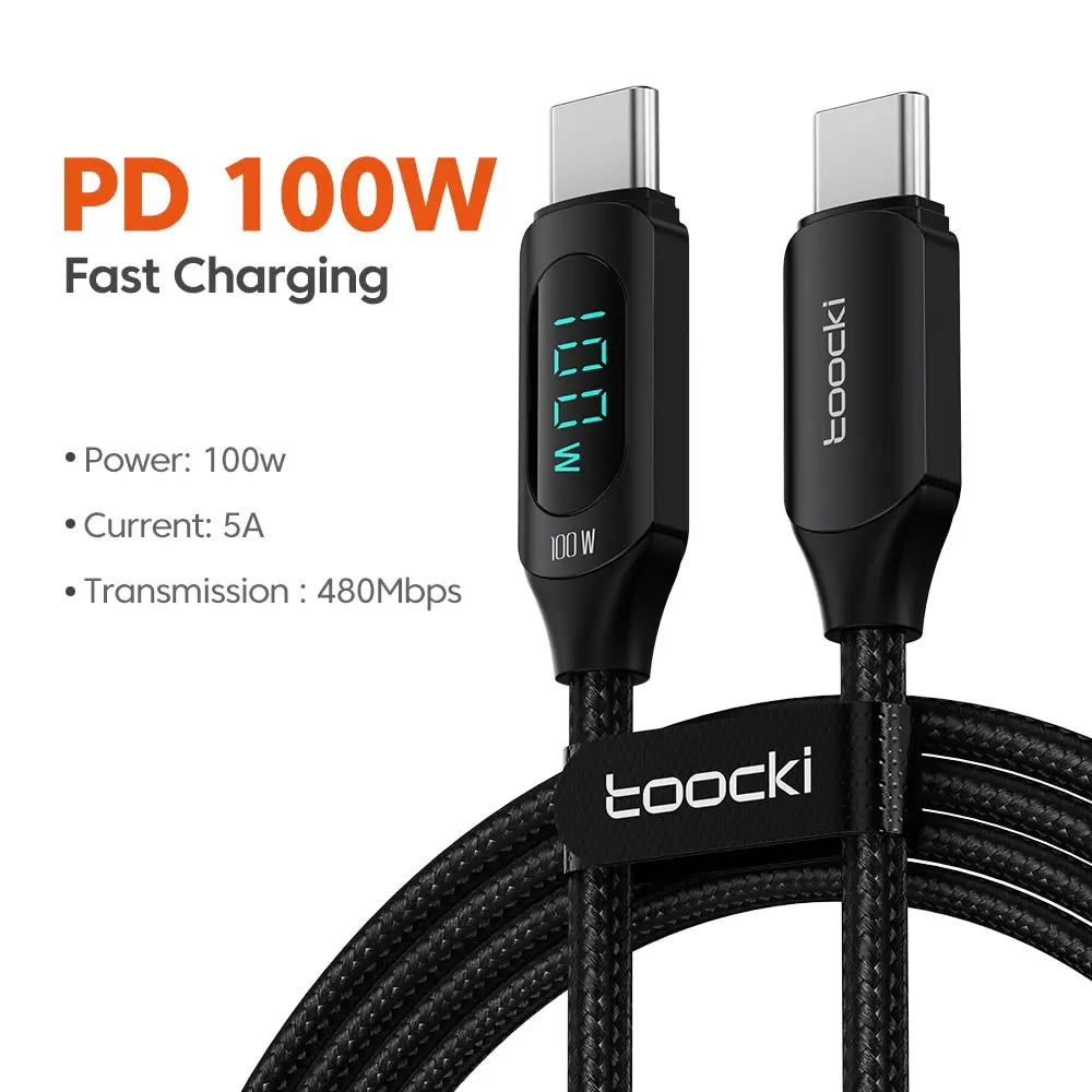 Type-C 100W PD Fast Charging Cable – USB-C to USB-C with Display